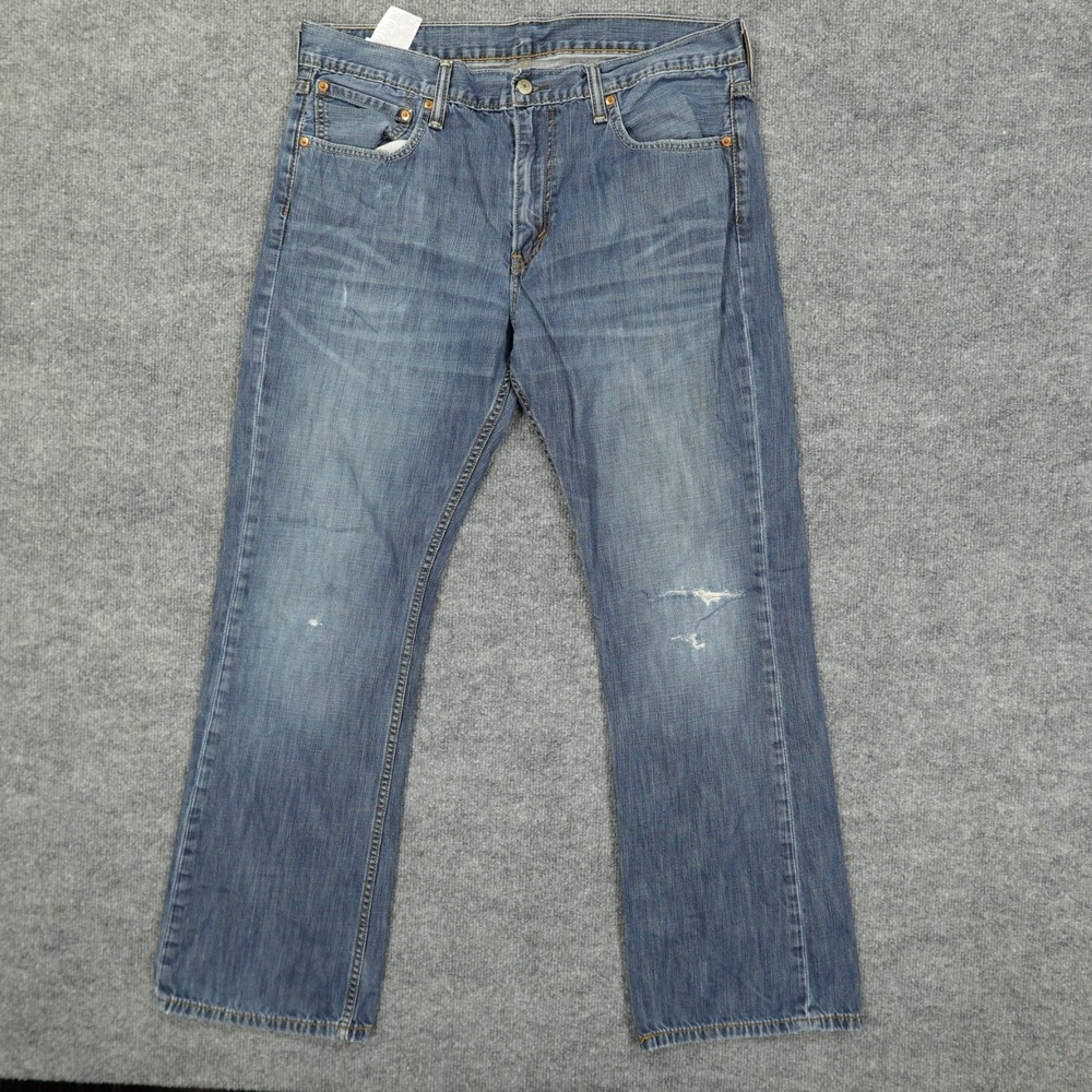 Levi's‎ 527 Jeans Mens 36x32 Blue Slim Bootcut Distressed Medium Wash Denim